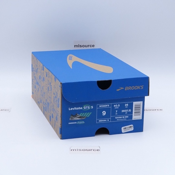 NEW Brooks Levitate GTS 5 Running Shoe 120358-1B-090 Black/Grey/White - Picture 7 of 9